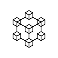 Blockchain technology icon Flat illustration sign