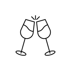 Champagne toast icon Flat illustration sign