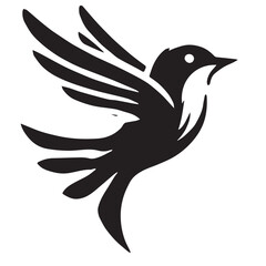 Silhouette of a bird on white background	