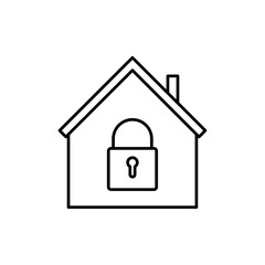lock home icon Flat illustration sign