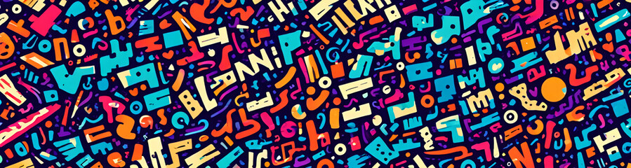 illustrazione sfondo con elementi astratti e motivi geometrici a tema surreale