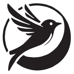 Silhouette of a bird on white background	