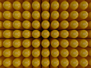 整列した先の丸い棒の3Dイラスト