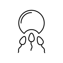 ovule being fertilized by sperm icon Flat illustration sign