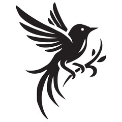 Silhouette of a bird on white background	
