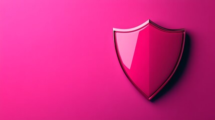 Stylish pink shield icon on vibrant backdrop.