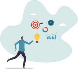 Business intelligence, data analysis for insight making business decision for success, information or report for management .business concept.flat character.