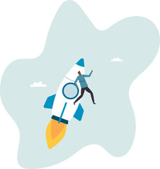 start new job or boost growing speed to success, ambition, leadership or innovation for advantage.business concept.flat character.