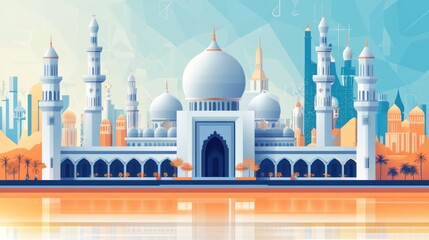 Obraz premium Geometric Islamic Mosque Vector Art with Flat Design Style