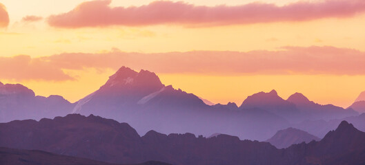 Mountains on sunset