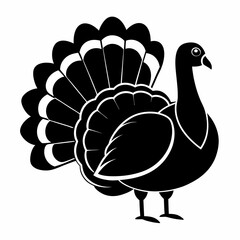 Turkey cock silhouette icon , wild turkey black silhouette, 
vector art, thanksgiving turkey