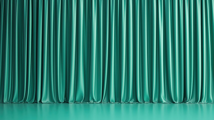 Soft emerald green silk curtains create luxurious atmosphere, showcasing elegant folds and smooth texture. Perfect for enhancing any interior space with touch of sophistication