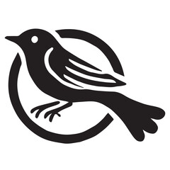 Silhouette of a bird on white background	