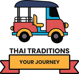 Obraz premium black and white Thai tradition vehicle with a ribbon