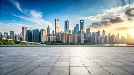 Obraz premium Chongqing Skyline Panoramic Minimalist Concrete Square - Modern Cityscape Architecture