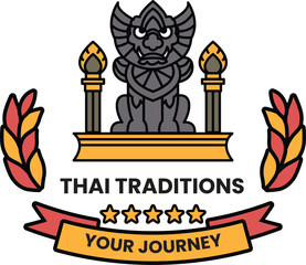 illustration in the concept of Thai temple in line style