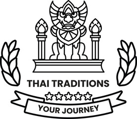 illustration in the concept of Thai temple in line style