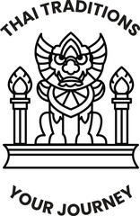 illustration in the concept of Thai temple in line style
