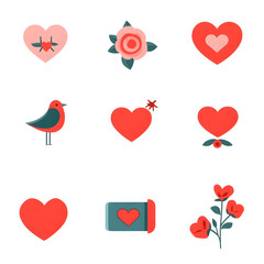 A set of icons a minimalist valentine days