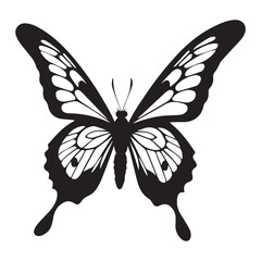 Elegant Black Silhouette of a Butterfly on a Light Background
