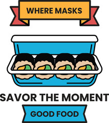 illustration in the concept of Lunch box in line style