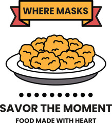 plate of food with a banner