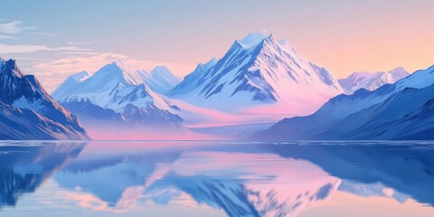 Obraz premium Serene Mountain Lake Peaceful Sunrise Landscape