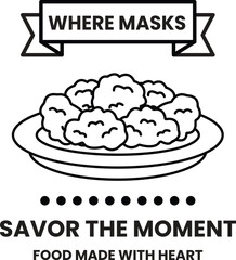 plate of food with a banner