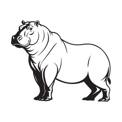 Silhouette of a hippopotamus.