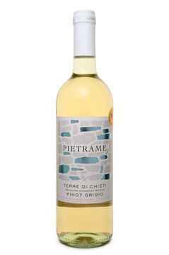 ST. PETERSBURG, RUSSIA - JUNE 15, 2023: Bottle of Pietrame Pinot Grigio, Terre di Chieti, Italy
