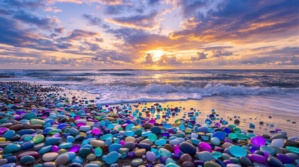 sunset at the beach with the Gemstone Shoreline