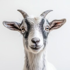 Fototapeta premium A goat with distinct horns and a prominent white face stands out, showcasing its unique features and characteristics.