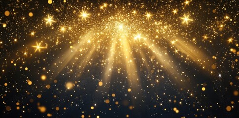 Fototapeta premium Golden Lights Sparkle Festive Background Stars