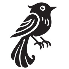 Silhouette of a bird on white background	