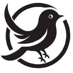 Silhouette of a bird on white background	