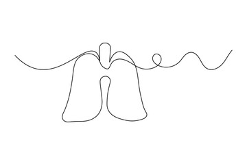 Continuous one line lung drawing with black and white vector icon
