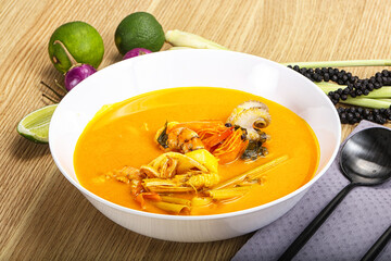 Thai Tom Yum soup with seafood