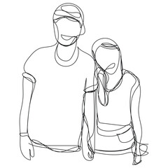 Sketch love concept minimal couple in love drawing line art couple lovely drawn together line love concept with white ioslated background. Abstract,vector,illustration.