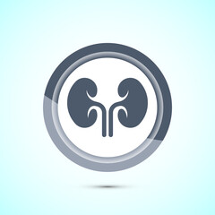 Kidney icon design illustration. Human organ icon, Kidney care logo symbol. Gray color button design