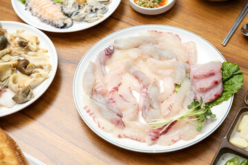Korean seafood. Korean style sashimi