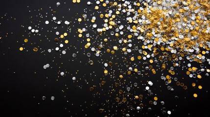Glittering Confetti and Shiny Sequins on Dark Background