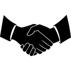 Hand shack into two hand silhouette illustration