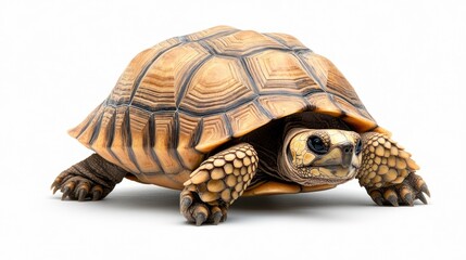 Obraz premium Close-Up of a Tortoise on a White Background - Ideal for Educational or Nature-Themed Content