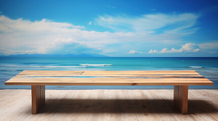 Wooden Beachfront Table - Coastal Design