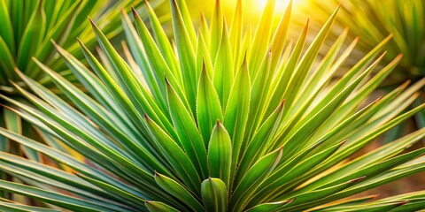 Obraz premium Close-up of Yucca Plant Detail, Sharp Focus, Copy Space, Right Composition