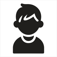 Sad young boy silhouette isolated on white background.