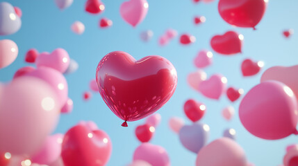 Balloons heart shaped red, rose, pink and lilac