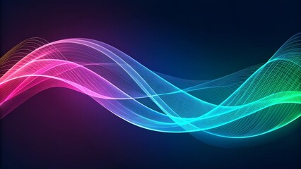 Fototapeta premium Abstract Neon Wave Composition Pink and Teal Flowing Lines, Digital Art, Abstract Background Abstract Background, Digital Art