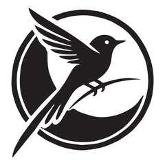 Silhouette of a bird on white background	