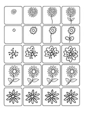 How to Draw Flowers Vector Illustration Workbook page design Art